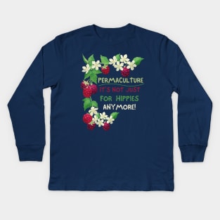 Permaculture, Sustainable Future, Vintage, Raspberries, Gardening, Composting Kids Long Sleeve T-Shirt